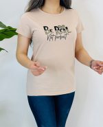 تیشرت سوپرپنبه طرحBEREALقلب پلنگی 8969