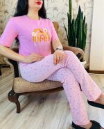 شلوار راحتی پنبه گندمی صورتی کد 8917