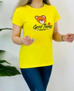 تیشرت سوپرپنبه طرح GOOD THINGS خرسی 8969