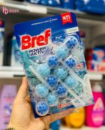 خوشبوکننده توالت فرنگی برف بوگیر BREF رایحه نسیم اقیانوس حجم 3×50 گرم ( 12تایی ) مدل Bref WC Power Aktiv Ocean Breeze 3x50gr