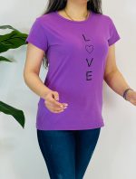 تیشرت سوپرپنبه طرح LOVE عمودی کد ۸۹۶۹