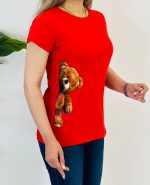 تیشرت سوپر پنبه طرح تدی ایستاده کد 8969