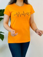 تیشرت سوپر پنبه طرح ضربان قلب کد 8969