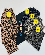 نوع پارچه : ویسکوز درجه یک ترک لاکرادار 📏سایز بندی : سایز ۱ (L/XL ) مناسب ۳۸ تا 46 قد کار100 سانت قد فاق 40سانت دور باسن در حالت عادی 124سانت . در حالت کشسانی 176 سانت دور کمر در حالت عادی 56 سانت . دور کمر در حالت کشسانی 124 سانت سایز۲ ( 2X/3X ) مناسب46 تا 60 قد کار 103 سانت قد فاق 41 سانت دور باسن در حالت عادی136سانت . در حالت کشسانی 212سانت دور کمر در حالت عادی 66 سانت . دور کمر در حالت کشسانی136 سانت