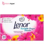 ورقه خوشبوکننده لباس شکوفه صورتی لنور Lenor تعداد 34تایی مدل LENOR TUMBLE DRYER SHEETS BLOSSOM