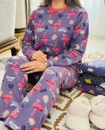 ست پلار بلوز و شلوار طرح فلامینگو 9036