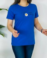 تیشرت سوپر پنبه طرح گل بابونه نوشته انگلیسی کد8969