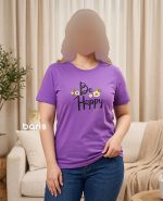 تیشرت سوپر پنبه طرح Be happy گل دار کد 8969