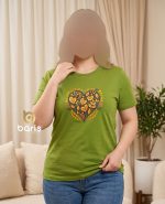 تیشرت سوپر پنبه طرح قلب برگی کد 8969