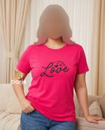 تیشرت سوپر پنبه طرح love قلب مشکی رنگی کد 8969