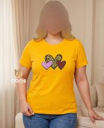 تیشرت سوپر پنبه طرح سه قلب پلنگی رنگی کد 8969