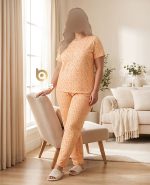 ست تیشرت شلوار سوپر پنبه طرح ستاره و قلب ریز رنگی زمینه گلبهی کد 8943