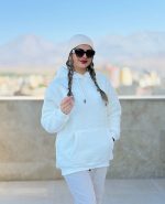 هودی تدی وارداتی (تک رنگ سفید) ترک 8907