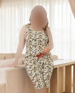 ست تاپ شلوارک پلنگی رنگی زمینه کرم کد 9055—8994